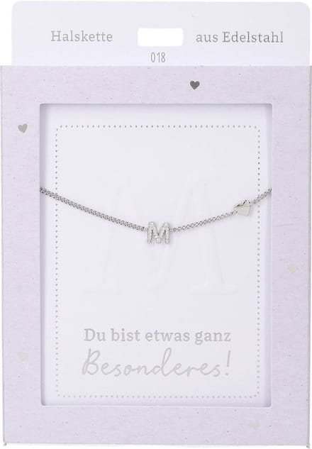 Depesche ketting zilver met letter M en hart - sieraden cadeau.
