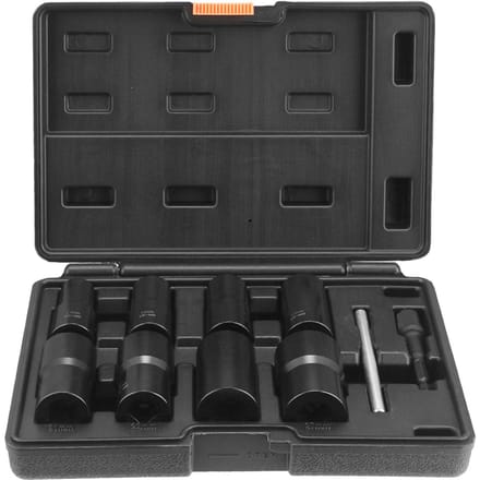 Boutuitdraaiset, 10-delig Dopgereedschap voor wielmoeren, 1/2 inch aandrijving, Boutmoeruitdraaiset, zwart