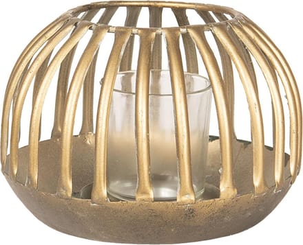 Clayre & Eef Windlicht Ø 15x10 cm Goudkleurig Metaal