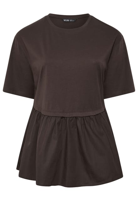Yours Clothing Chocoladebruin Poplin Tshirt Size 50-52