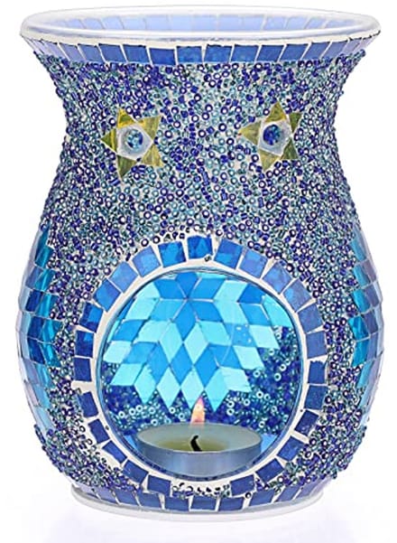 Oliebrander van mozaïekglas - blauw - geurdispenser - creëer een ontspannen sfeer - m-winkel