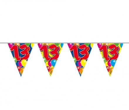 Folat Vlaggenlijn 13 jaar - 2x - 10 meter - plastic - leeftijd versiering - 13e verjaardag - feestartikelen