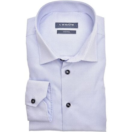 Ledûb Overhemd Abstract Fine Pattern Mouwlengte 7 Midden Blauw / male