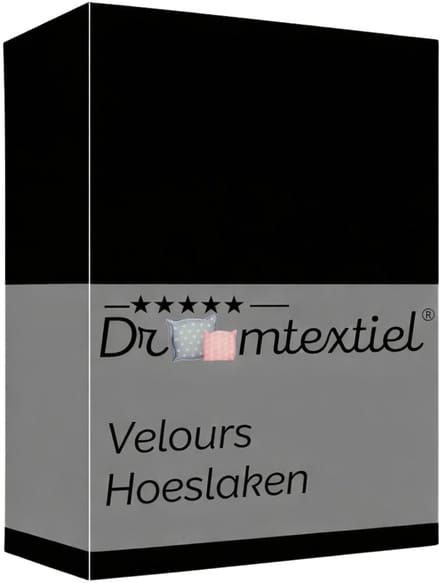 Droomtextiel Velours Hoeslaken Zwart - 90x200 cm