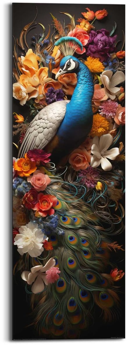 Schilderij Colourful Peacock - 90 x 30 - Hout - REINDERS