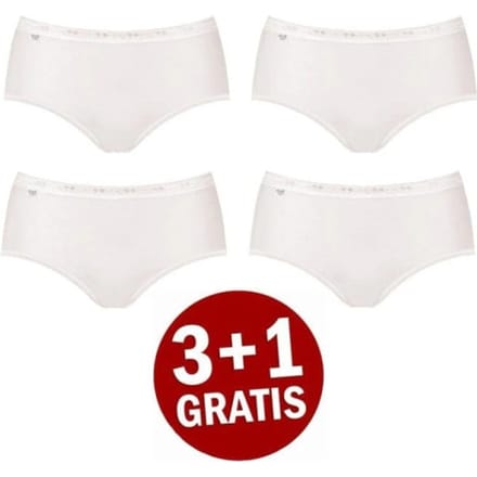 sloggi Basic+ Dames Midi slip - 4-pack - Wit - Maat 38
