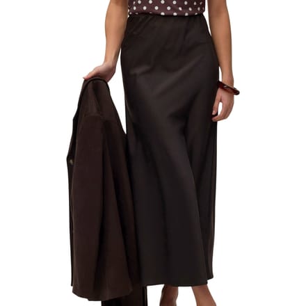 Uitlopende maxi-rok met elastische band model 'MERLE'