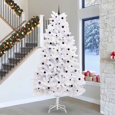 vidaXL - Kunstmatige - Hinged - Kerstboom - Wit - 300 - cm - PVC - en - Staal