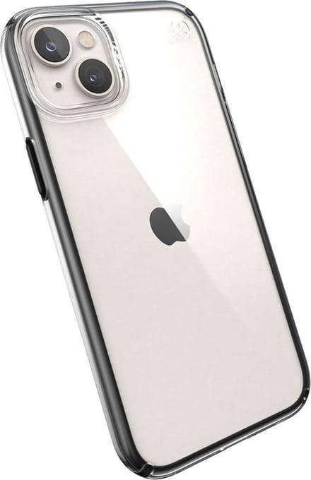 Speck Presidio Perfect-Clear with Impact Geometry - iPhone 15 Plus / 14 Plus Case with MICROBAN Coating - Clear / Black