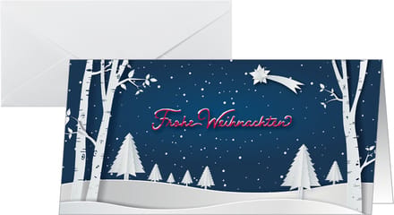Pop-up kerst landschapskaart, langwerpig formaat.