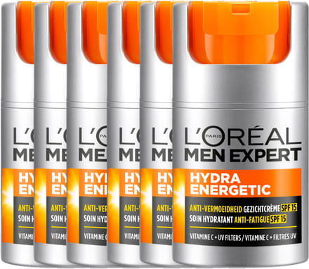 L'Oréal Paris Men Expert hydraterende dagcrème SPF 15 - 6x50ml - Voordeelverpakking Normale huid Antirimpel