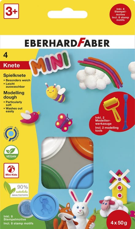 Eberhard Faber kinderklei - basic set 4 bekers á 50gram met roller en spatel - EF-572516