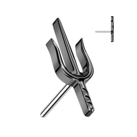 Piercing titanium drietand push in 1.2x8 - zwart - LMPiercings