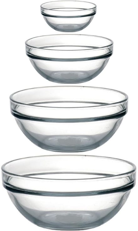 Luminarc Schaaltjes set - 12x stuks - 4 formaten 10-20-26-29 cm - glas - kommetjes