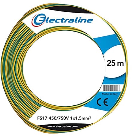 Unipolaire kabel 1 x 1,5 mm² geel/groen 25 M