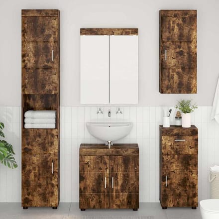 vidaXL - Badkamer - wandkast - TULUM - Gerookt - eiken - 37 - x - 24,5 - x - 86 - cm