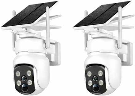 Bewakingscamera Buiten - Beveiligingscamera Set - Huis Beveiligen - 360 Graden Zicht - 2 Camera's - Wit