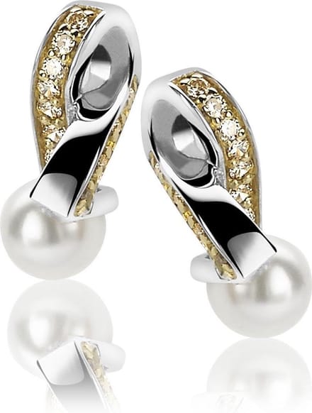 Orphelia Oorbel Bicolor - White Pearl Zirconium Sterling Zilver 925