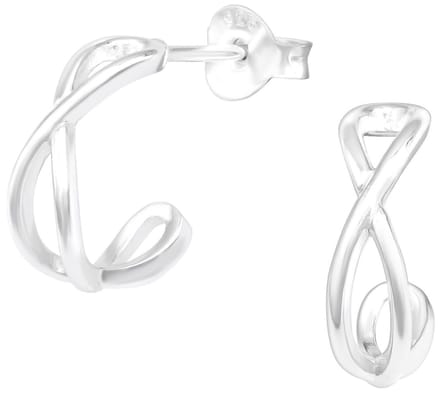 Joy|S - Zilveren oorringen stud - 12 mm - infinity - dikte: 4 mm - oorbellen