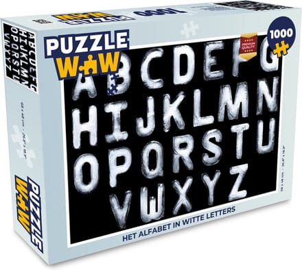 Puzzel Het alfabet in witte letters - Legpuzzel - Puzzel 1000 stukjes volwassenen