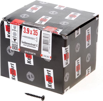Kelfort Snelbouwschroef gefosfateerd met trompetkop phillips s 3.9 x 35mm