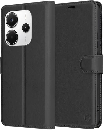 Hoesje geschikt voor Xiaomi Redmi Note 14 4G 163.2mm - Techsuit Leather Folio Book Wallet Case - Zwart