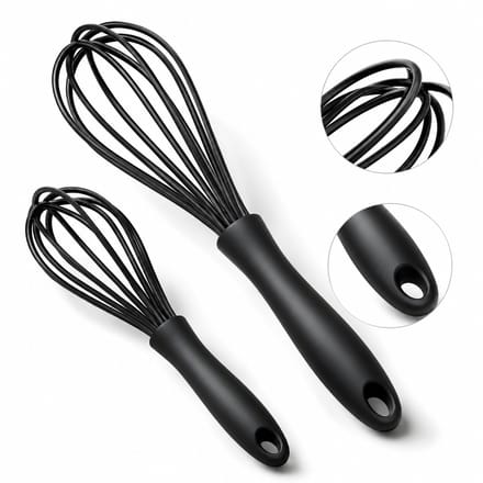 BOTC Garde - set van 2 stuks - Eierklopper Siliconen - Handmixer - Handmatige eierklopper - 25 cm en 30 cm - Zwart