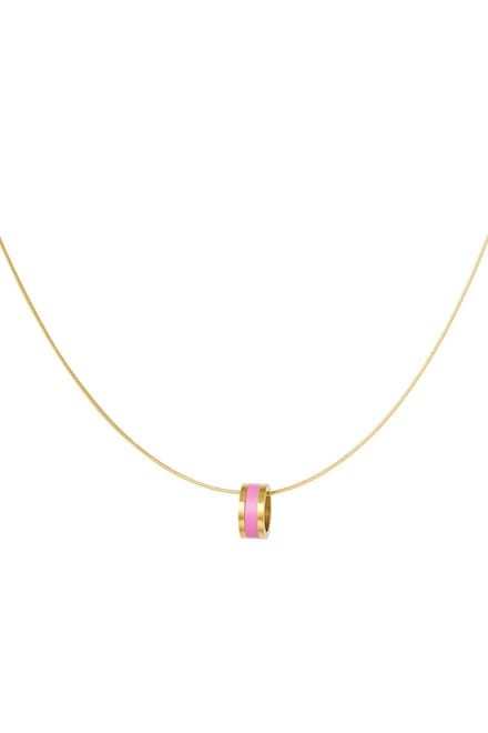 Ketting gekleurde bedel - goud/roze