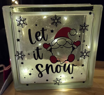 Glasblok met LED-verlichting – Let it Snow – Kerstdecoratie