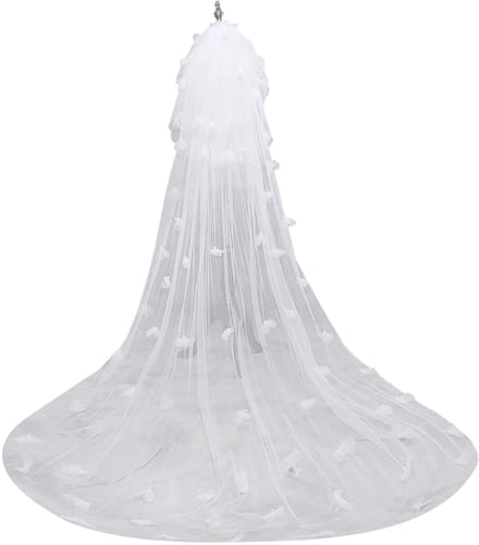 Dailygoods- Bruidsluier 3 Meter - Tulle Bruidsluier - Bruiloft Accessoires - Polyester - Wit - Geschikt voor alle bruiden - Trouwsluier