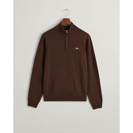 Gant Trui Superfijne Lamswol Half-Zip Donker Bruin / male