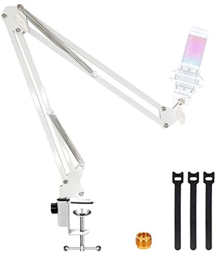Witte Boomarm - Professionele Verstelbare Microfoonstandaard Geschikt Voor Quadcast Microfoons