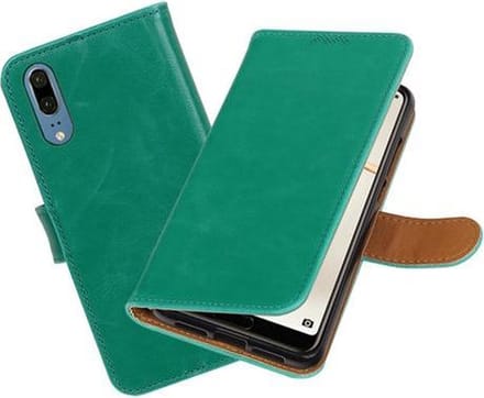 Groen Pull-Up Wallet Case Hoesje voor Huawei P20
