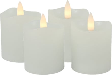 Countryfield LED kaarsen/stompkaarsen - 4x st - wit - D5 x H7,2 cm - timer - warm wit