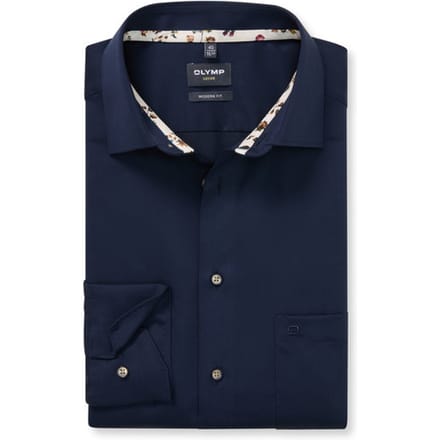 OLYMP Luxor Overhemd, Modern Fit, New Kent, Marineblauw