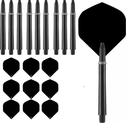 R4X flights zwart en shafts medium zwart 3 sets