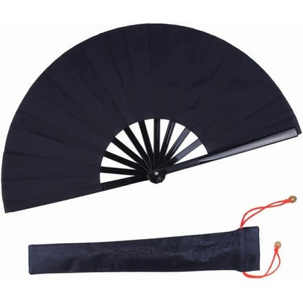 Kung Fu Waaier Opvouwbare Zwarte Handwaaier voor Podiumoptredens Feesten Decoraties Jubilea black