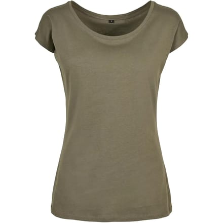 Build your Brand Ladies´ Wide Neck Tee BYBB013 - OLIVE - L