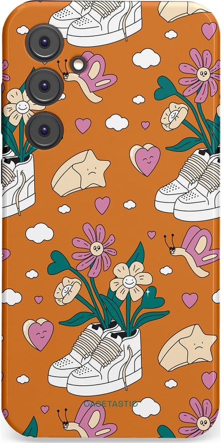 Casetastic hoesje geschikt voor Samsung Galaxy A35 - Dubbellaagse bescherming - Hartentuin - Fashion Case - Terracotta Zand Lichtgrijs