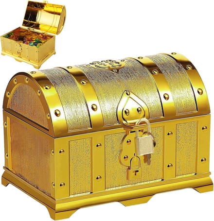 Gouden Schatkist met Munten en Edelstenen voor Kinderen