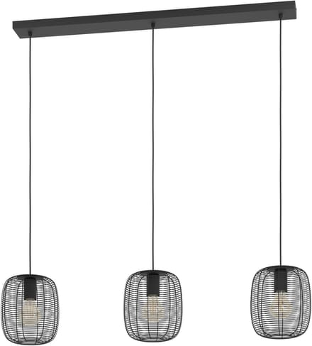 EGLO Derwen Hanglamp - E27 - 3 lichts - 106 cm - Zwart - Staal