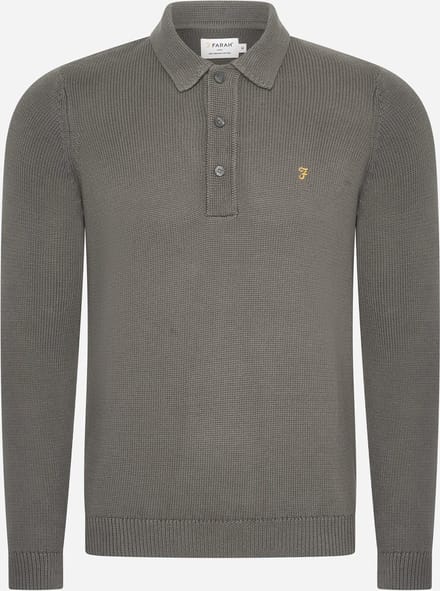 Farah Sweater hamlet knit ls polo - charcoal