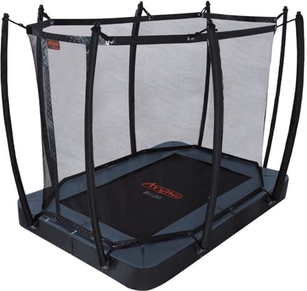 Avyna FlatLevel Trampoline 275x190 cm (213) – Rechthoekig – Inclusief Veiligheidsnet – Grijs – Compact formaat