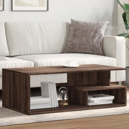 vidaXL - Salontafel - 102x55x35 - cm - bewerkt - hout - bruin - eikenkleur