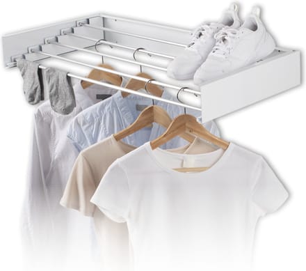 EASYmaxx opvouwbare wanddroger - 80 x 10,5 x 2,3 - 40 cm - roestvrij staal/wit