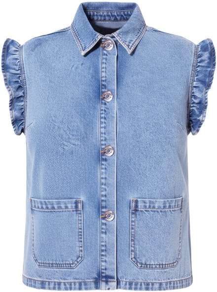 Studio Untold - Dames - Denim bodywarmer Boxy Shape licht gewassen - Licht blauw denim - Maat 54+