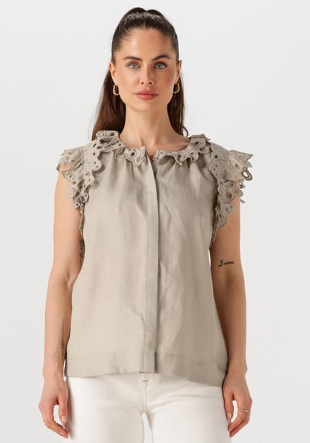 Copenhagen Muse Natuli Shirt Dames - Topjes - Beige - Maat S