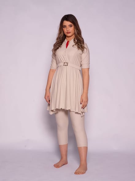 MYKINY BRAND - Semi burkini - Naira - Beige bone - Maat M - Waterafstotend
