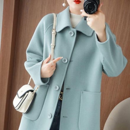 Manteau en laine double face manteau en laine femme moyen et long M white