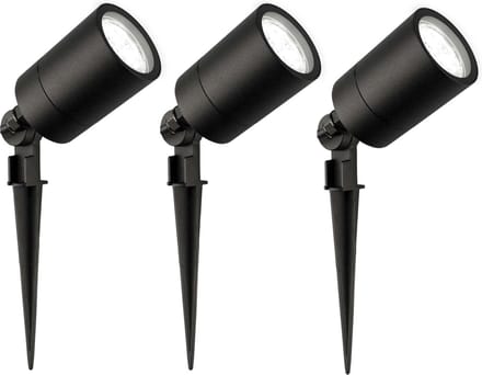 Ledvion - 3X LED Prikspots - 6500K - Zwart - 3W - IP65